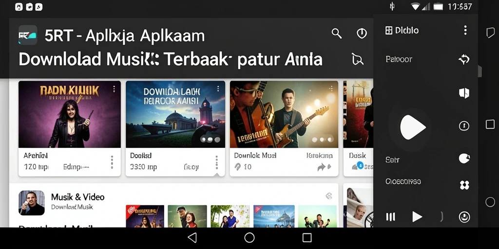 Tampilan antarmuka 5RT yang sederhana dan fungsional untuk Download Musik.