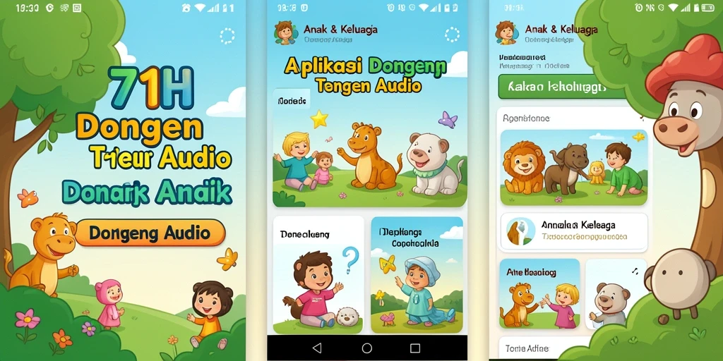 Antarmuka ramah anak dengan berbagai dongeng audio menarik.