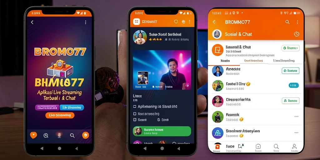 Antarmuka interaktif BROMO77 saat Live Streaming dengan fitur chat yang aktif.