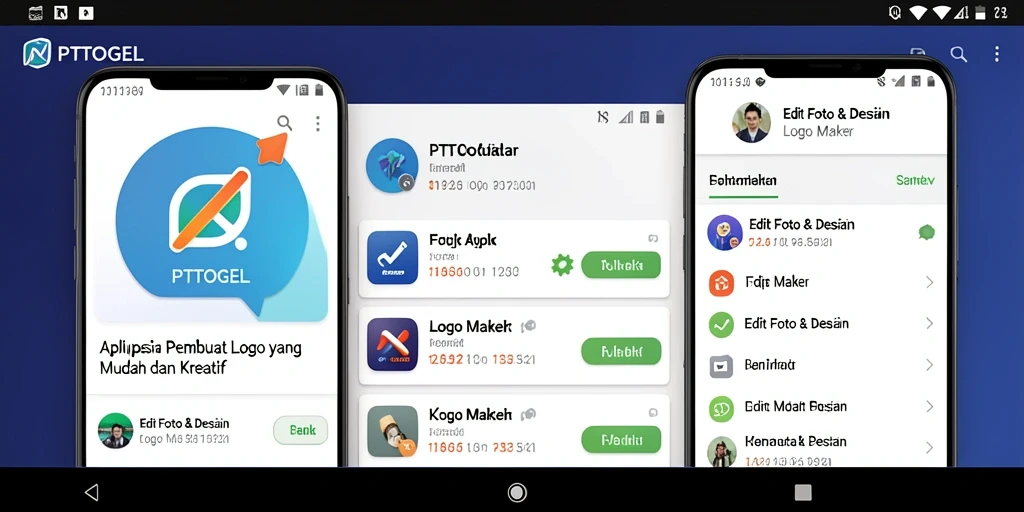 Tampilan antarmuka aplikasi PTTOGEL untuk pembuatan logo yang menarik.
