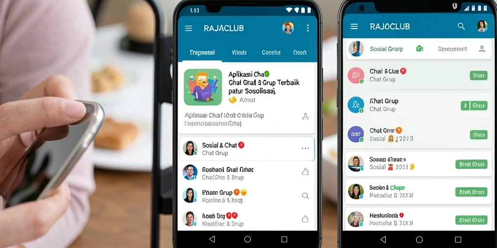 Antarmuka RAJACLUB yang menarik dengan berbagai fungsi Chat Grup.